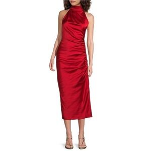 belle badgley mischka halter dress Belle by Badgley Mischka Isabella Bow V-Neck Halter Dress